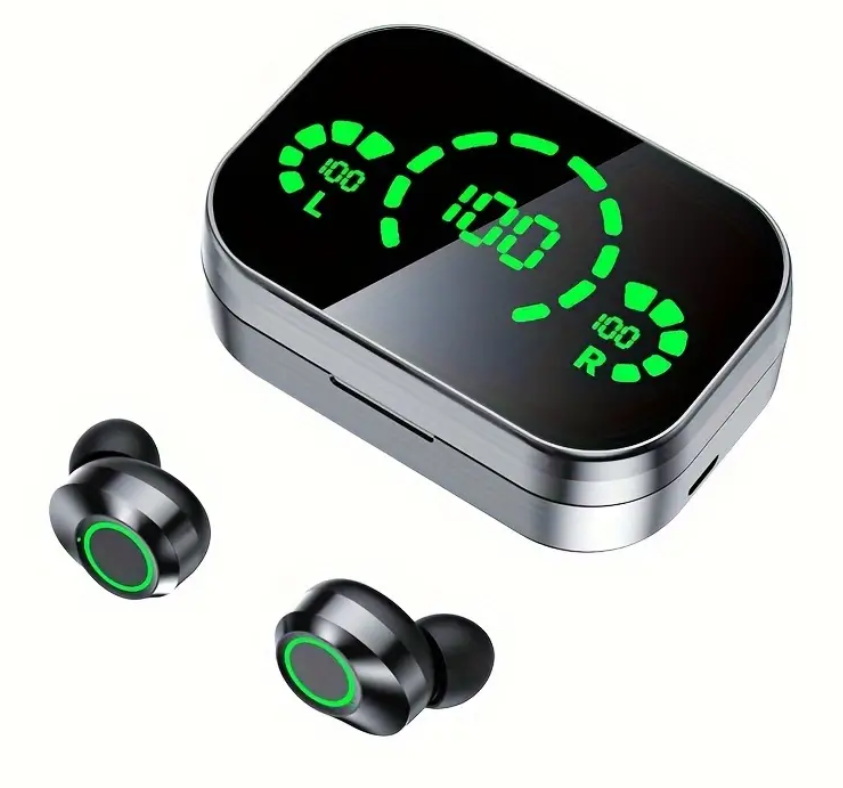 AURICULARES INALAMBRICOS CON PANTALLA LED REDUCCION DE RUIDO Y BATERIA RECARGABLE